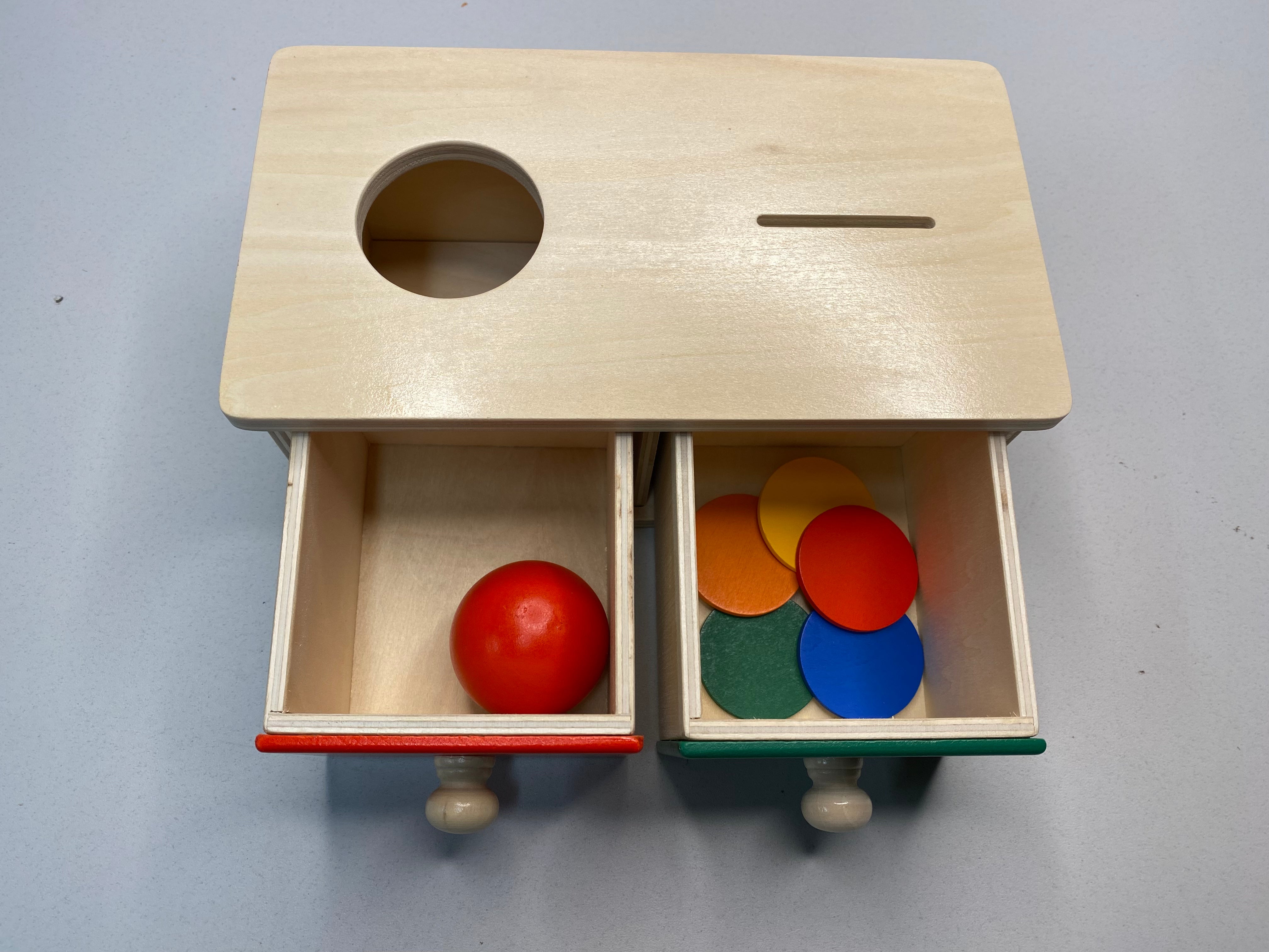 Montessori Object Permanence Box – Ball and Coins 2 in 1 Box