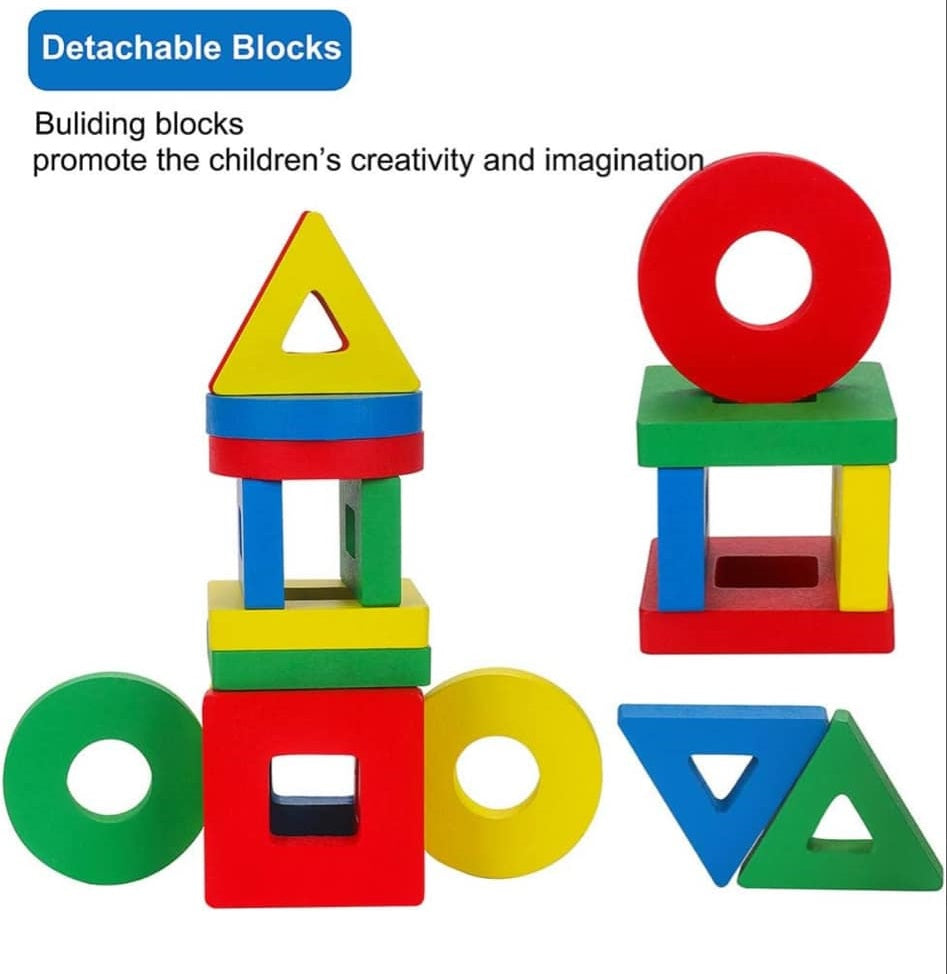 Wooden Basic Geometric Shape Stacker Sorting Board B