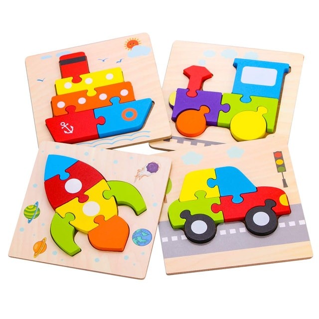 Fidtoy Montessori Wooden Animal Puzzle Set for Toddlers 4 Piece 6 Piece 10 Piece Learning Toy