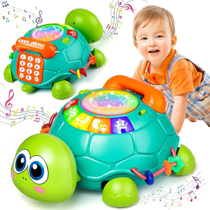 Fidtoy Crawling Musical Turtle Toy for Babies – Interactive Light & Sound Learning Toy for Tummy Time and Early Development