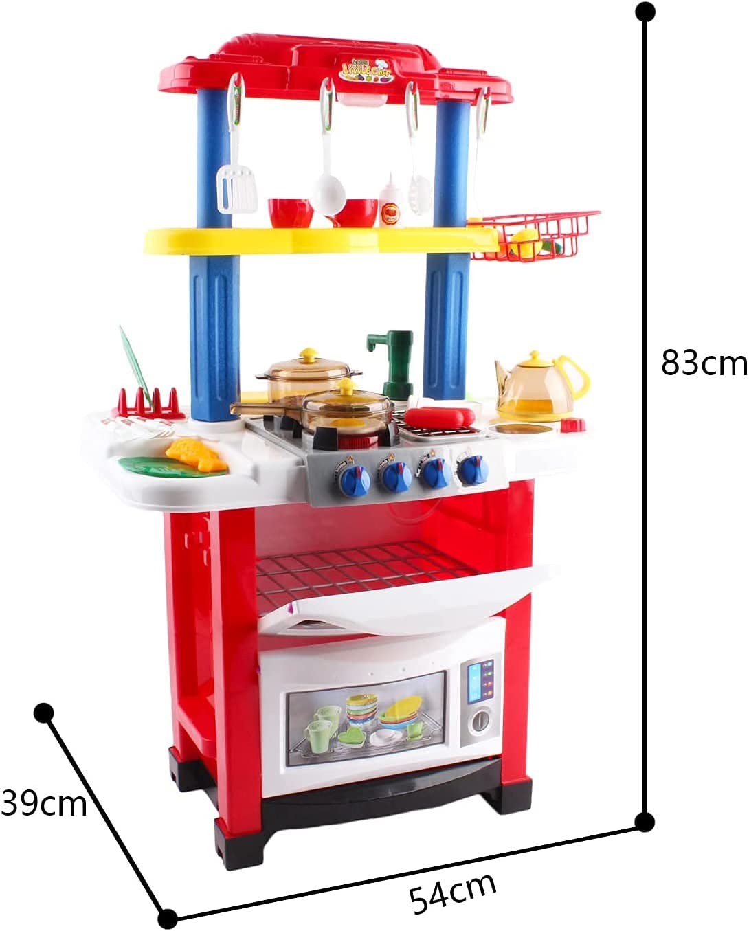Kitchen Playset Happy Little Chef Pretend Play for Toddlers with Lights, Sounds, Real Water Features and Accessories Included