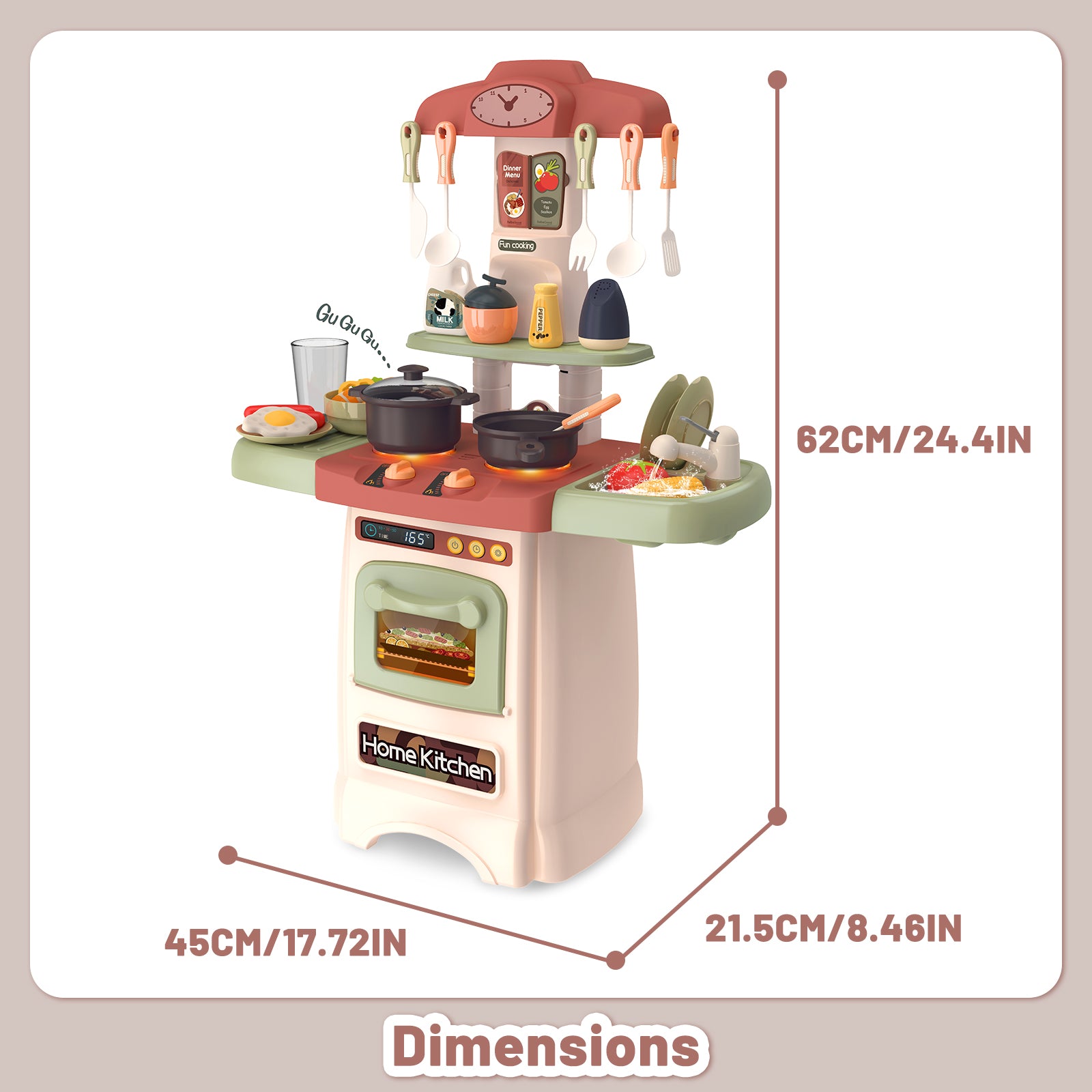 My First Kitchen Set Kitchen Playset Role Playing Game with Light and Sound Realistic Press Water Faucet & Kitchenware Gift for Kids