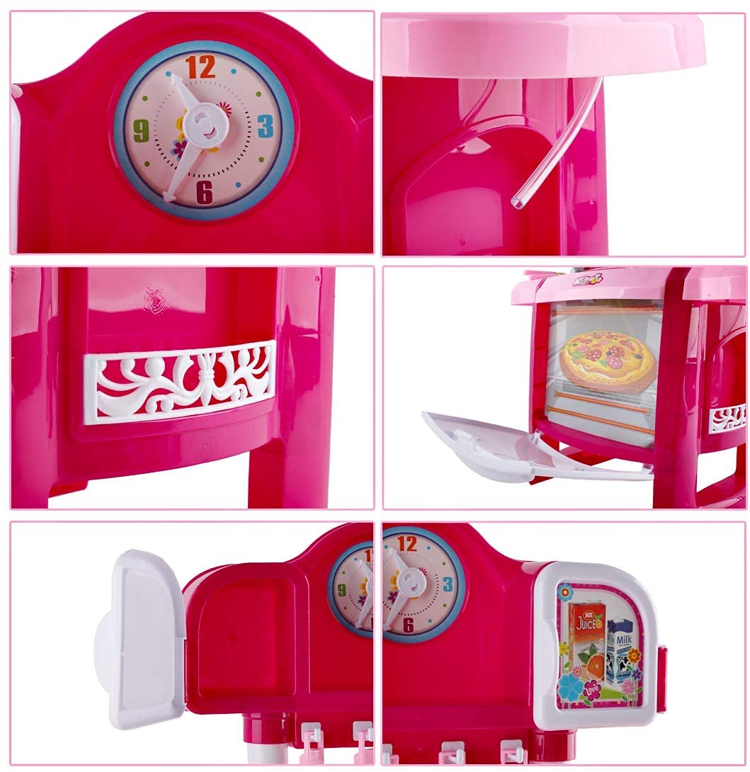 'My Little Chef' Miniature Kitchen Playset Role Playing Game with Light and Sound Water Features Christmas Gift Toys PINK