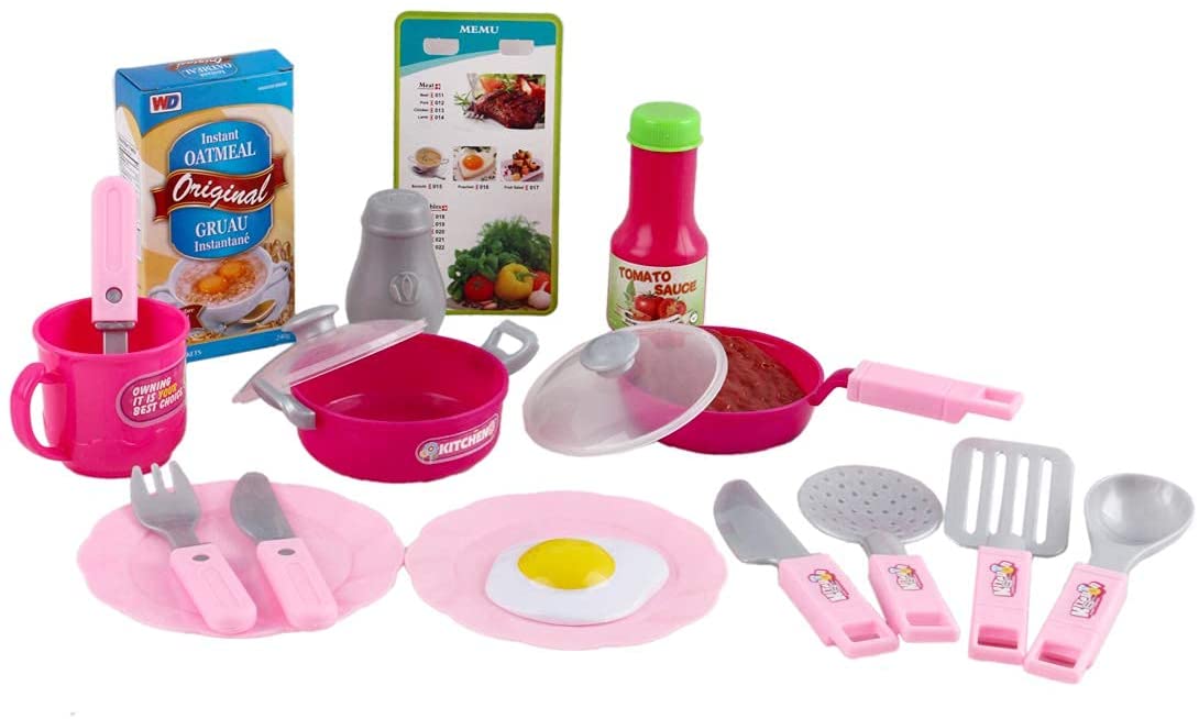 'My Little Chef' Miniature Kitchen Playset Role Playing Game with Light and Sound Water Features Christmas Gift Toys PINK