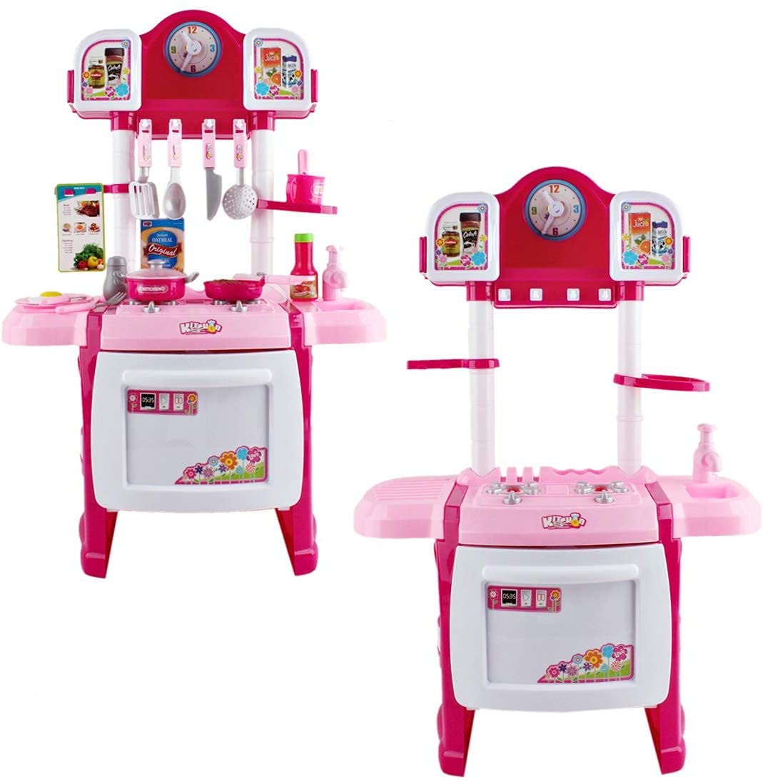 'My Little Chef' Miniature Kitchen Playset Role Playing Game with Light and Sound Water Features Christmas Gift Toys PINK