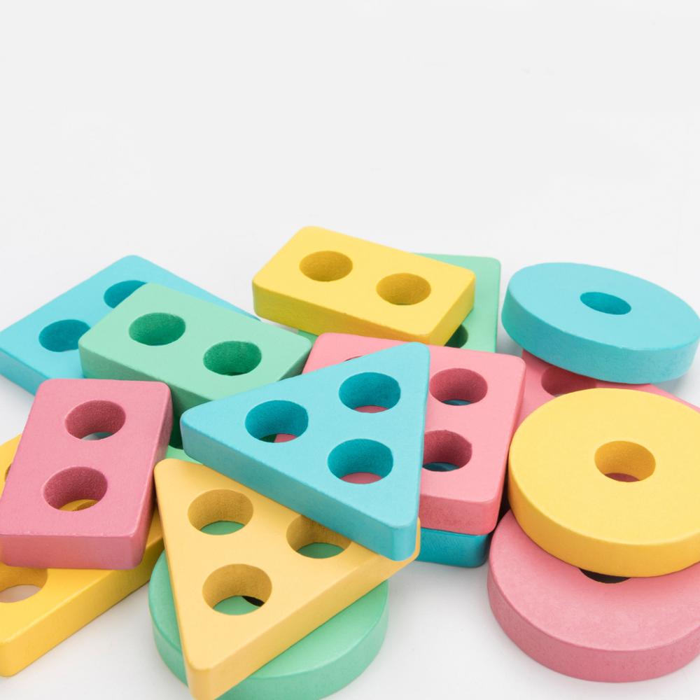 Fidtoy Geometric Stacking Shape Sorter Wooden Toy