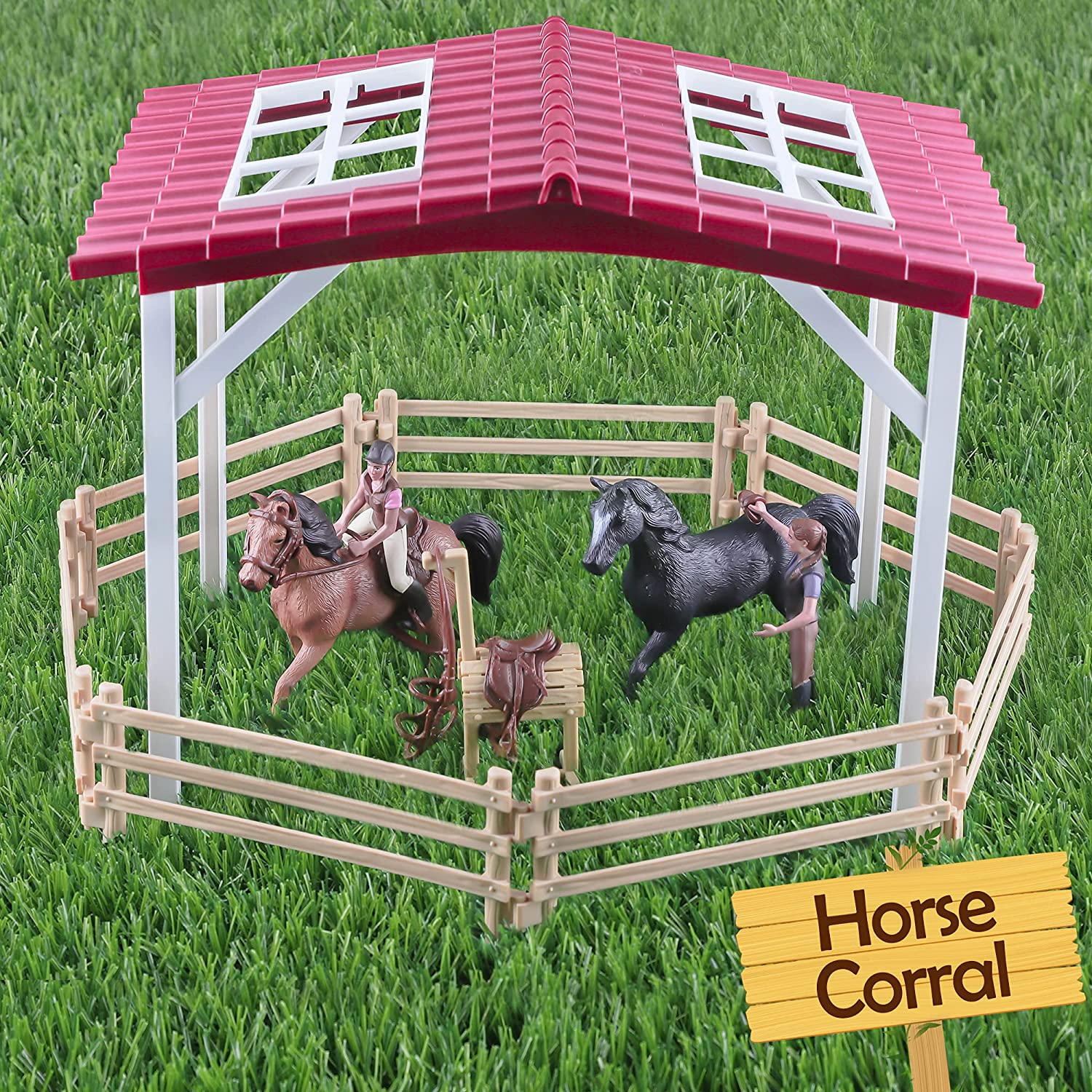 Fidtoy Farmhouse Playset with Barnyard Animals for Kids