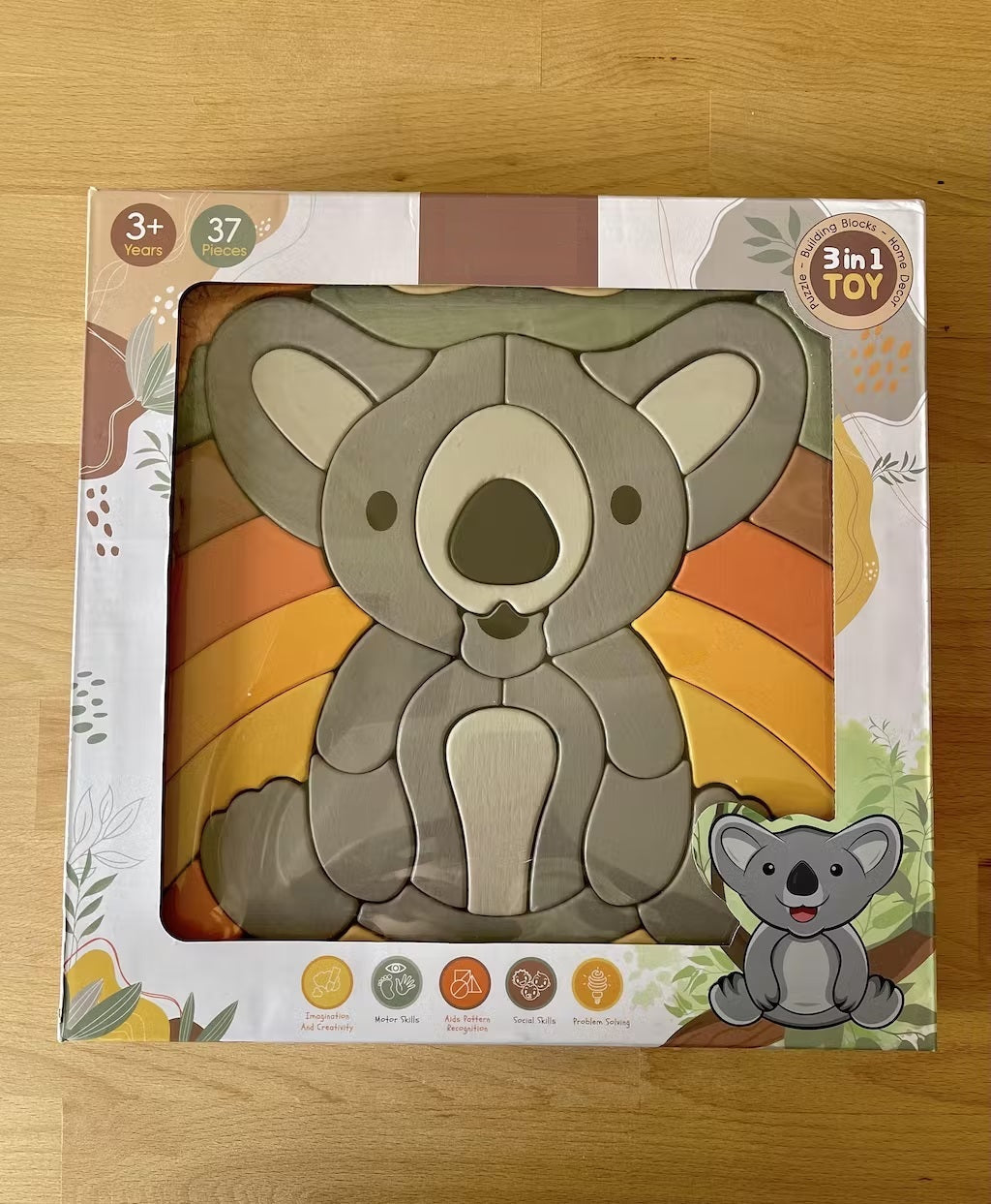 Kirra the Koala Abstract Building Block Puzzle / Home Decor Display