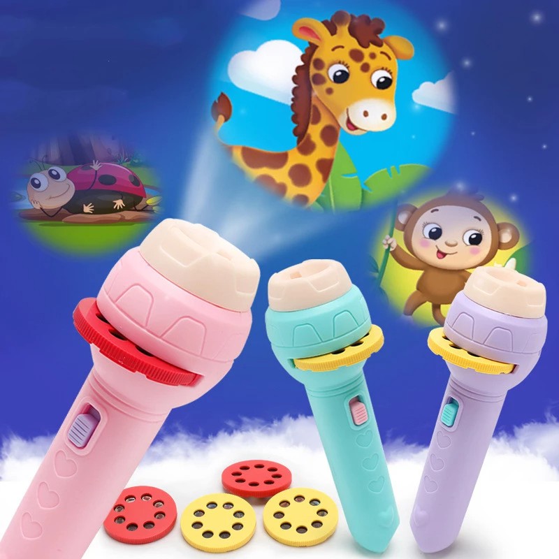 Fidtoy Kids Story Projector Flashlight Toy – Bedtime Story Projection Lamp with 10 Story Discs