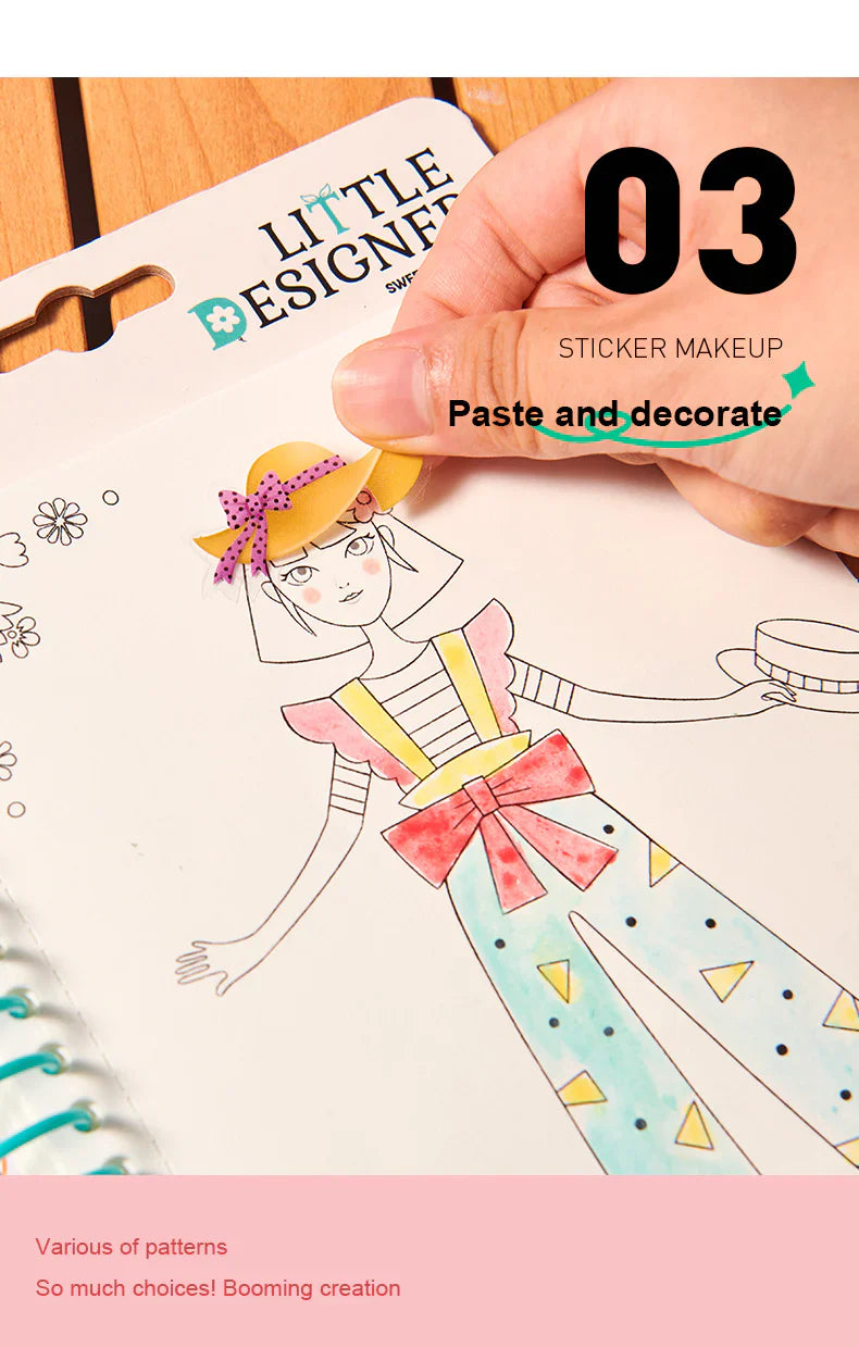 Pequeña diseñadora - Baile de princesas | Diseño de moda con telas, pegatinas de accesorios, colores