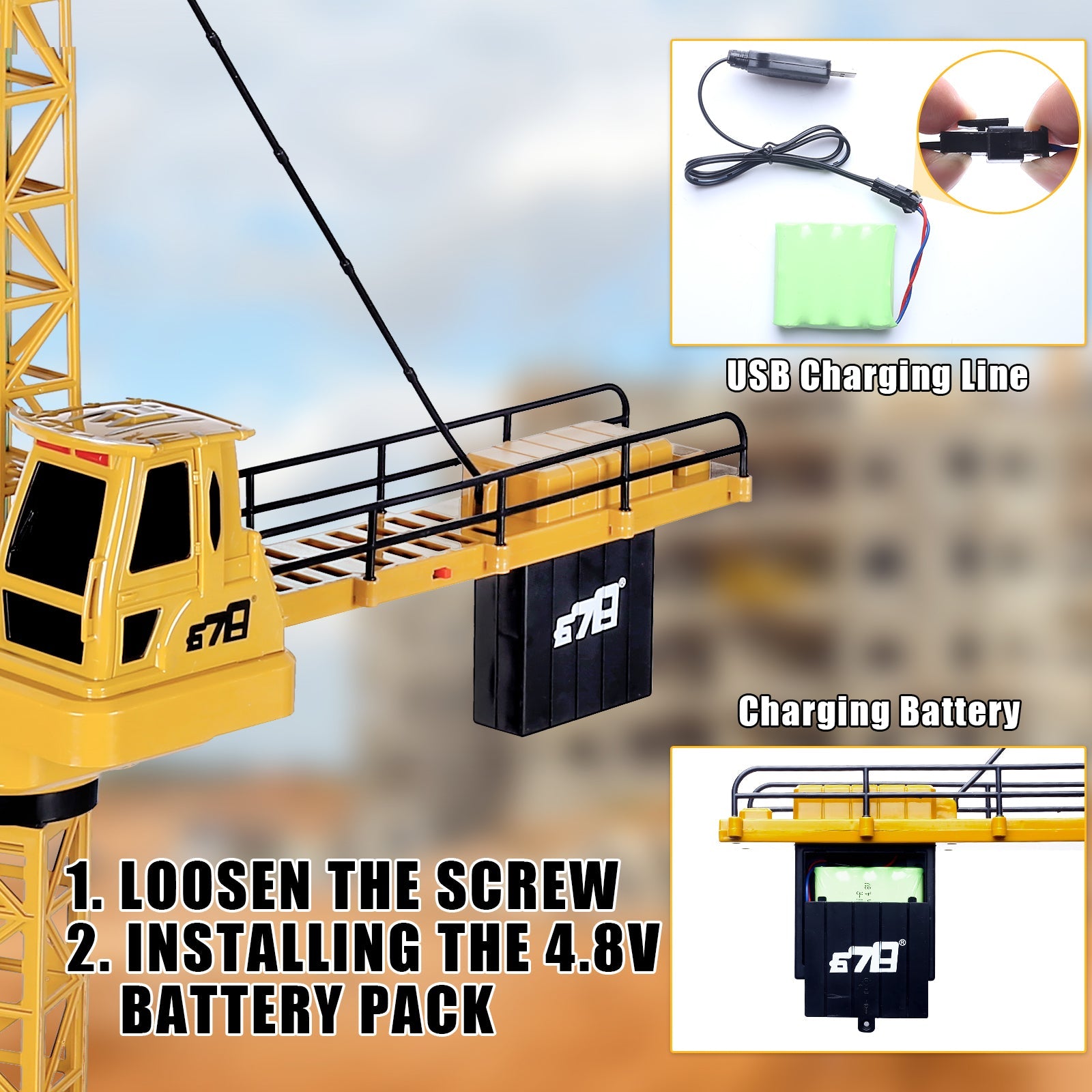 Remote Control Crane Toy Construction Vehicles Educational RC Crane Toy for Kids for Christmas Birthdays