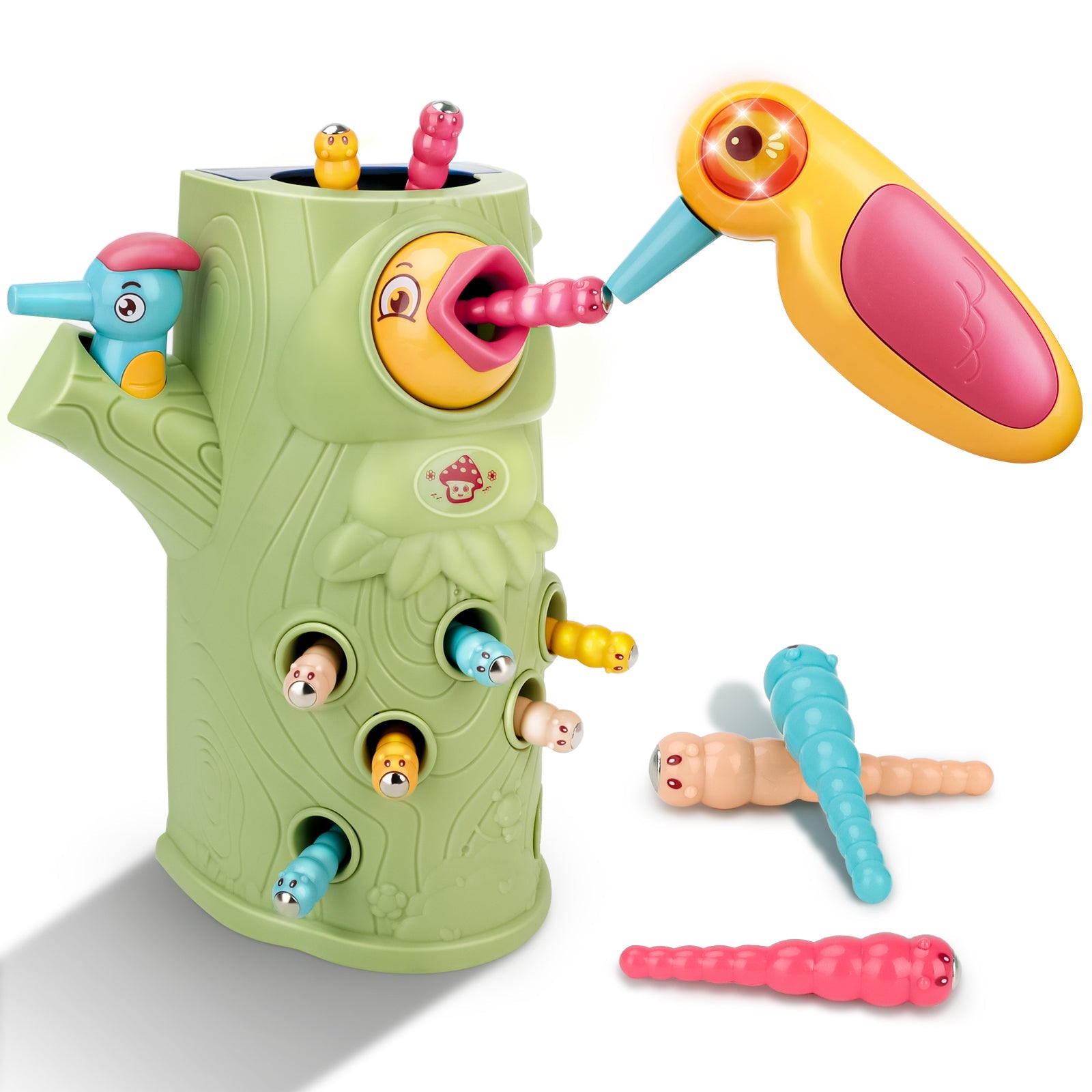 Toddler Magnetic Bird Woodpecker Toys for Boy Girl Present Children’s Learning Games With Sound and Lights For Christmas Birthdays