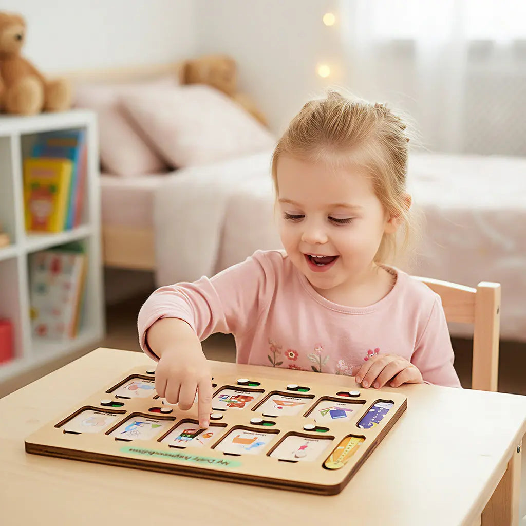 Montessori Wooden Visual Schedule for Kids - Daily Routine Board for 3-6 Years Old