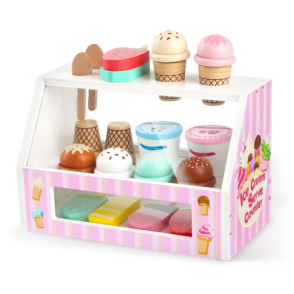 Set de helados de madera de 38 piezas para niños pequeños