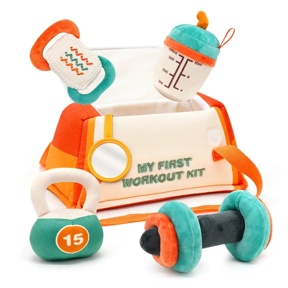 Juego de sonajeros de peluche para bebés Fidtoy, primer kit de gimnasio, juguete sensorial con bolsa de almacenamiento para recién nacidos y niños pequeños