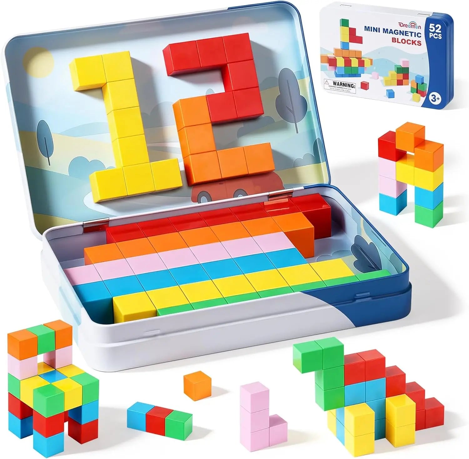 52 PCS Magnetic Building Blocks STEM Toy for Kids Ages 3+