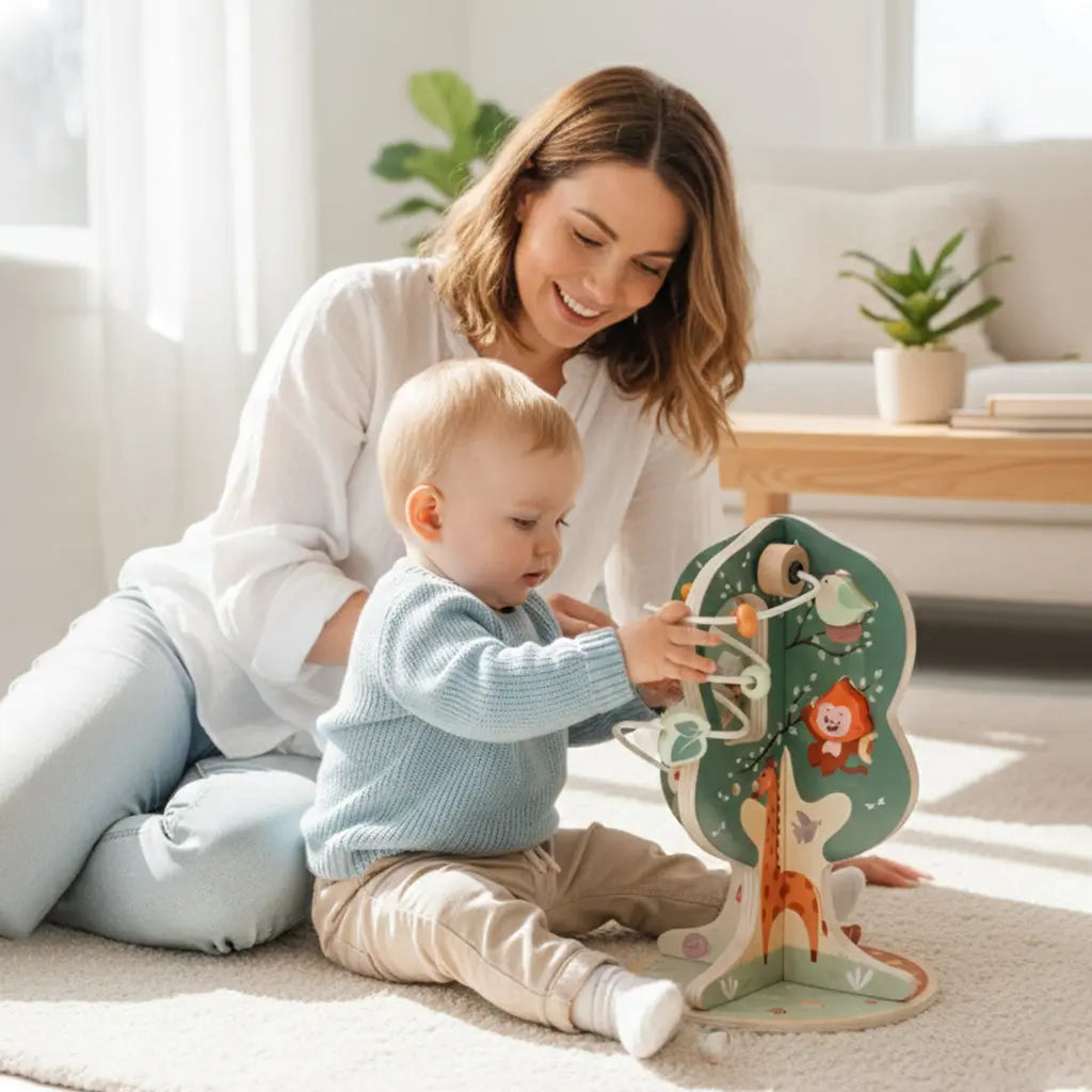 8-in-1 Tree-Themed Learning Cube for Toddlers - Montessori Educational Toy