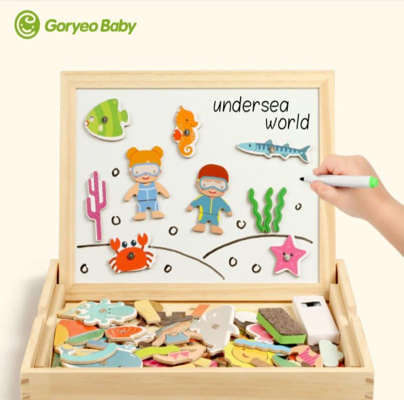 Magnetic drawing and fishing educational board - Fine motor skills toys-