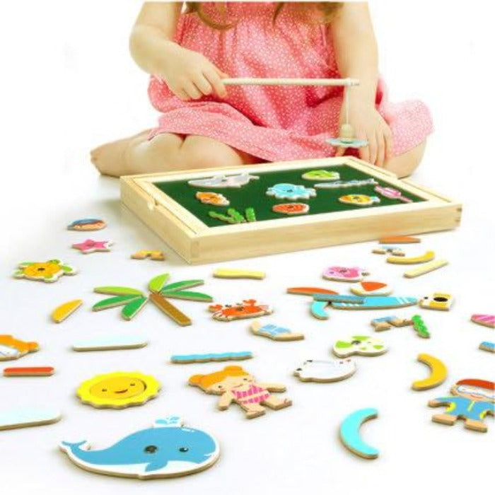 Magnetic drawing and fishing educational board - Fine motor skills toys-