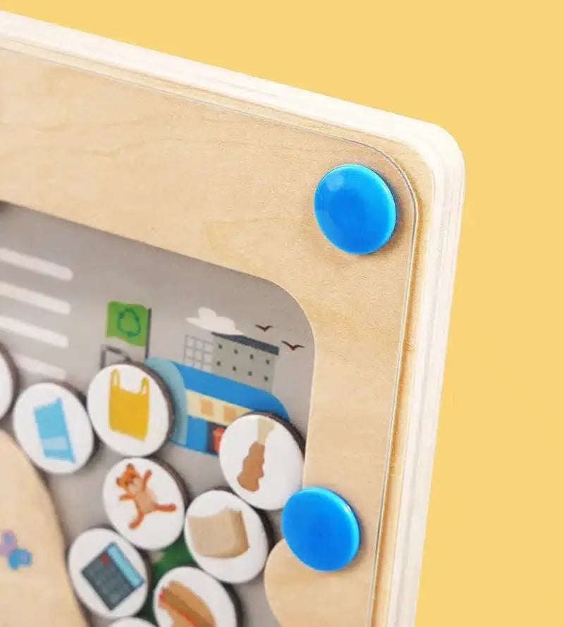 Fidtoy Magnetic Pickup Truck Board – Montessori Maze Toy for Preschoolers’ Fine Motor and Recycling Skills