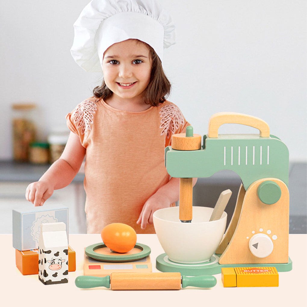 Fidtoy Wooden Mixer Toy Set for Kids 3+ Pretend Kitchen Play