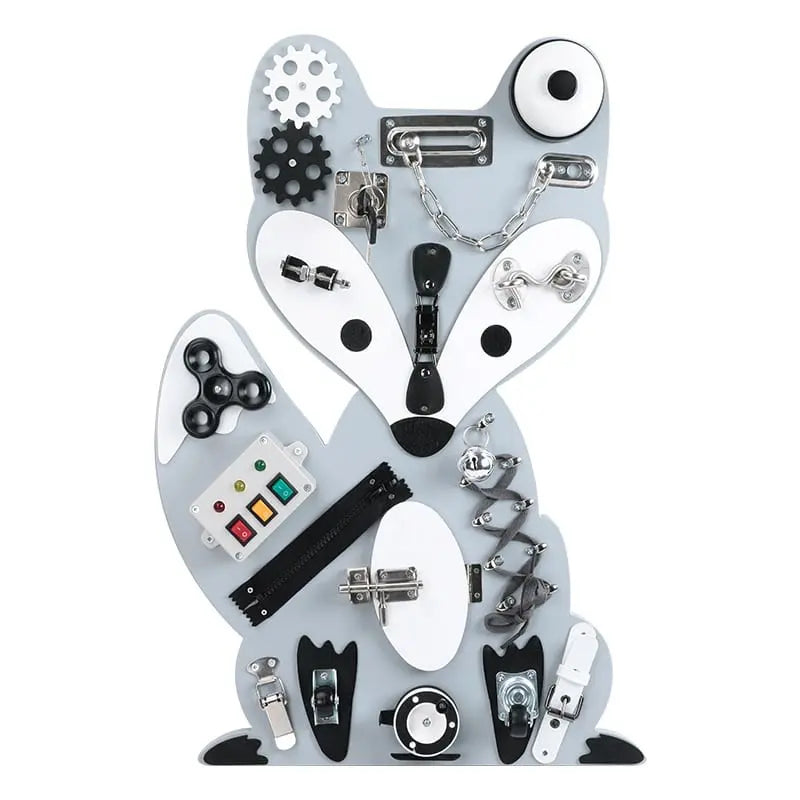 Fidtoy Montessori Panneau de jeu - Jouet éducatif Loup pour les tout-petits Apprentissage de la motricité fine