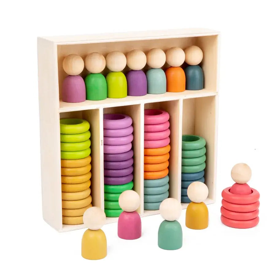 Montessori Wooden Color Sorting Stacking Game