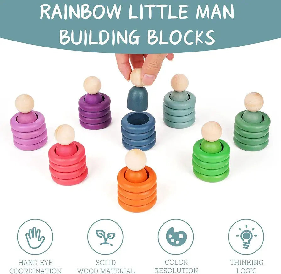 Montessori Wooden Color Sorting Stacking Game