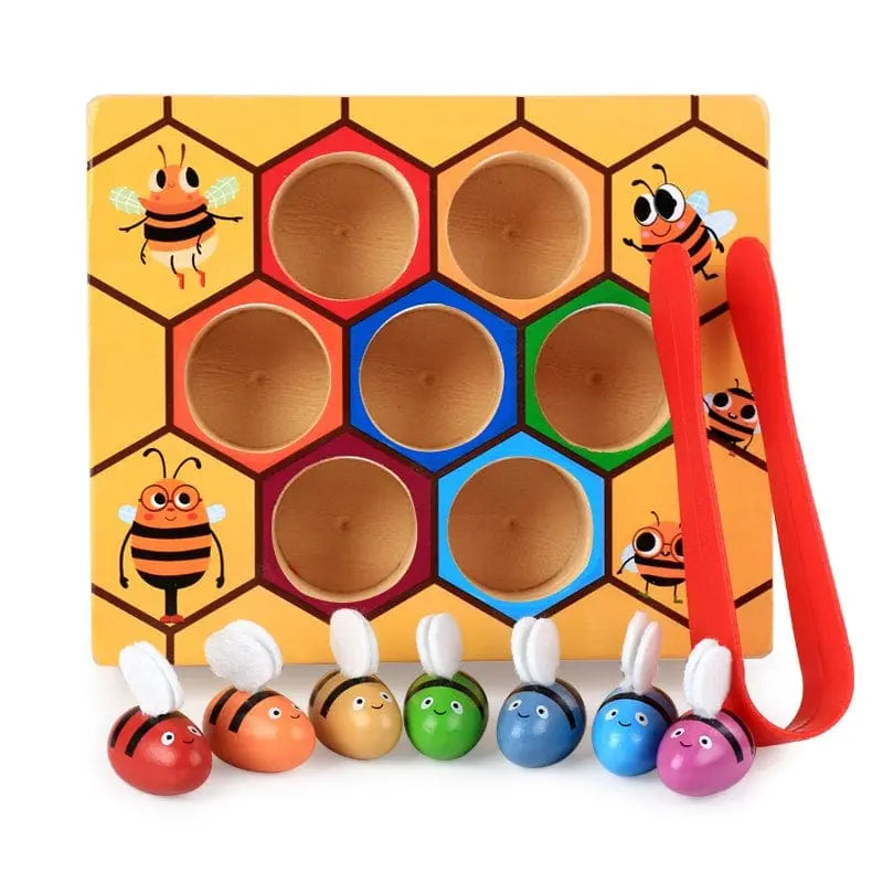 Fidtoy Montessori Bee Sorting Toy for Toddlers – Wooden Hive Game for Fine Motor Skills and Early Learning