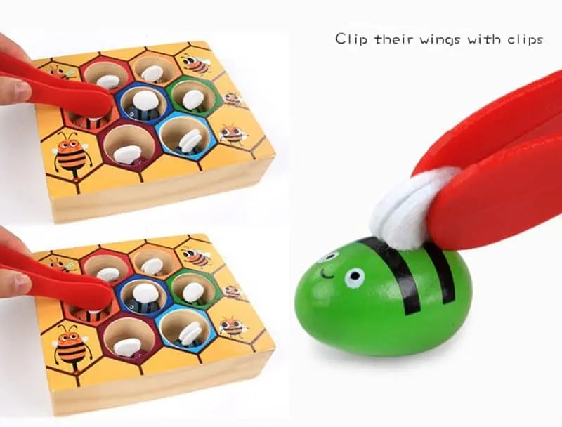 Fidtoy Montessori Bee Sorting Toy for Toddlers – Wooden Hive Game for Fine Motor Skills and Early Learning