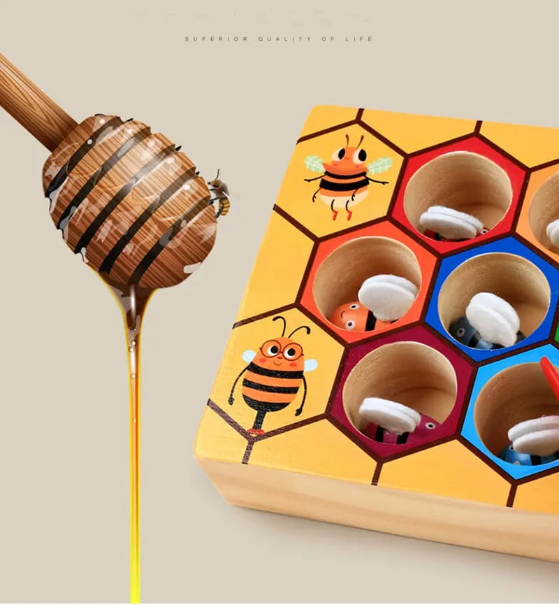 Fidtoy Montessori Bee Sorting Toy for Toddlers – Wooden Hive Game for Fine Motor Skills and Early Learning