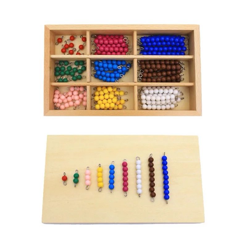 Montessori Colored Bead Bars 1–9 with Box - Hands-On Math Material for Number Quantities and Counting