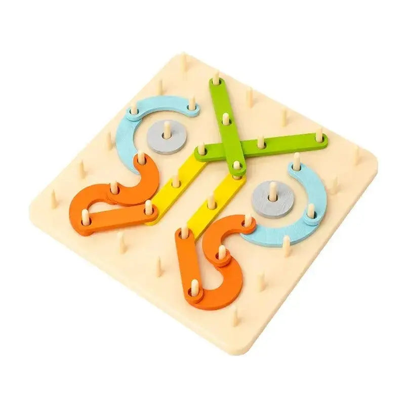 Ensemble de construction de blocs en bois créatifs Fidtoy Montessori pour enfants – Jeu d'empilement et de motifs arc-en-ciel