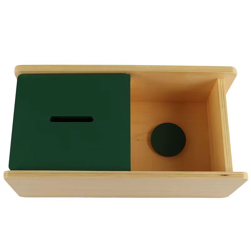 Boîte d'Imbrication Montessori avec Couvercle Basculant et Fente à Pièces - Matériel pour Tout-Petits pour la Permanence de l'Objet et la Motricité Fine