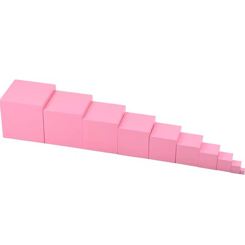 Montessori Mini Pink Tower - 10 Cubes (0.7 cm to 7 cm) | Homeschool Sensorial Material
