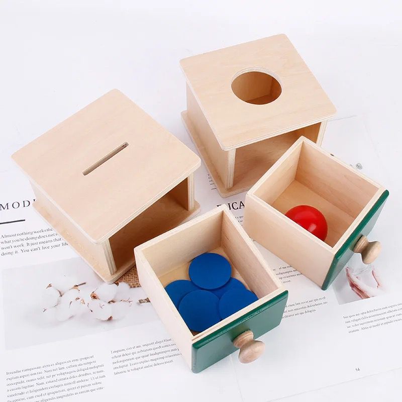 Montessori Ball and Dual-Sided Coin Drop Activity - Object Permanence Box