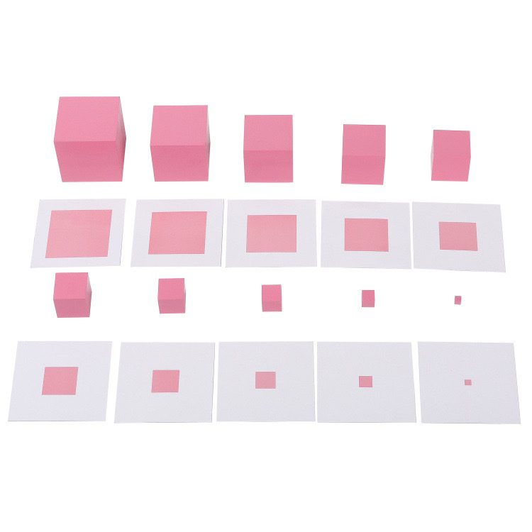 Montessori Pink Tower Control Cards - Sensorial Size Matching Activity
