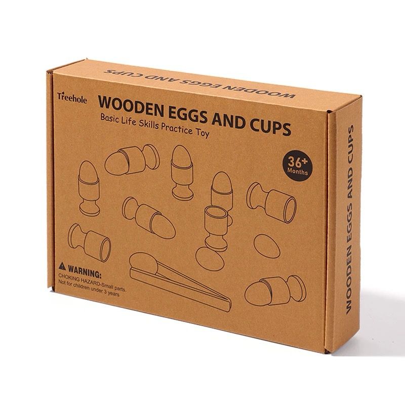 Montessori Wooden Eggs and Cups - Color Matching and Fine Motor Activity