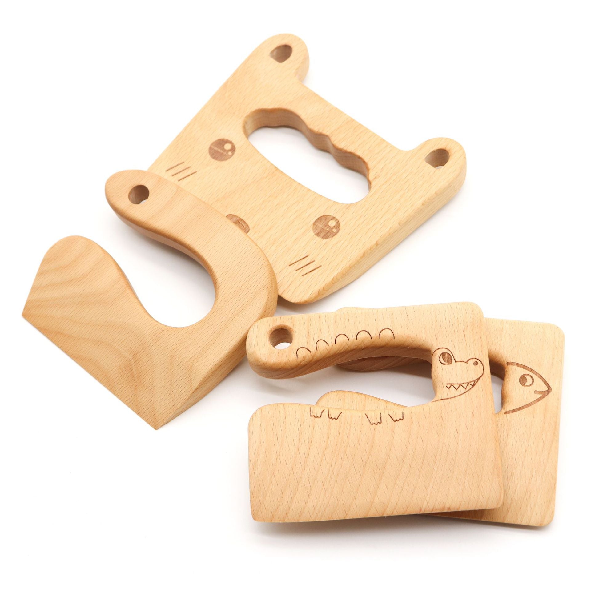 Fidtoy Montessori Wooden Chopper for Kids Toddler Kitchen Tool