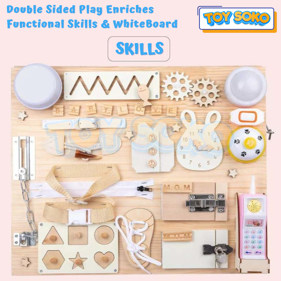 2-in-1 Sensory Activity Busy Board & Sketchpad for toddler