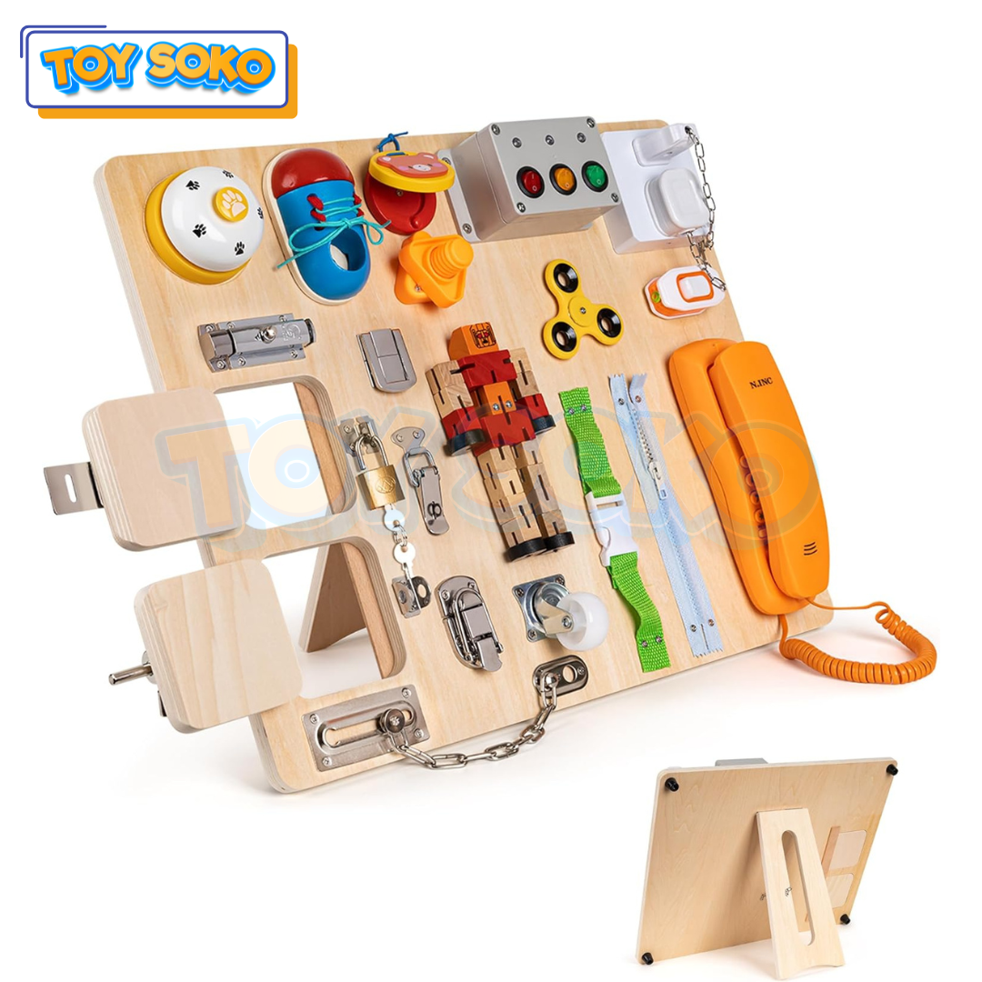 Wooden Busy Board - Montessori Baby Development Toys