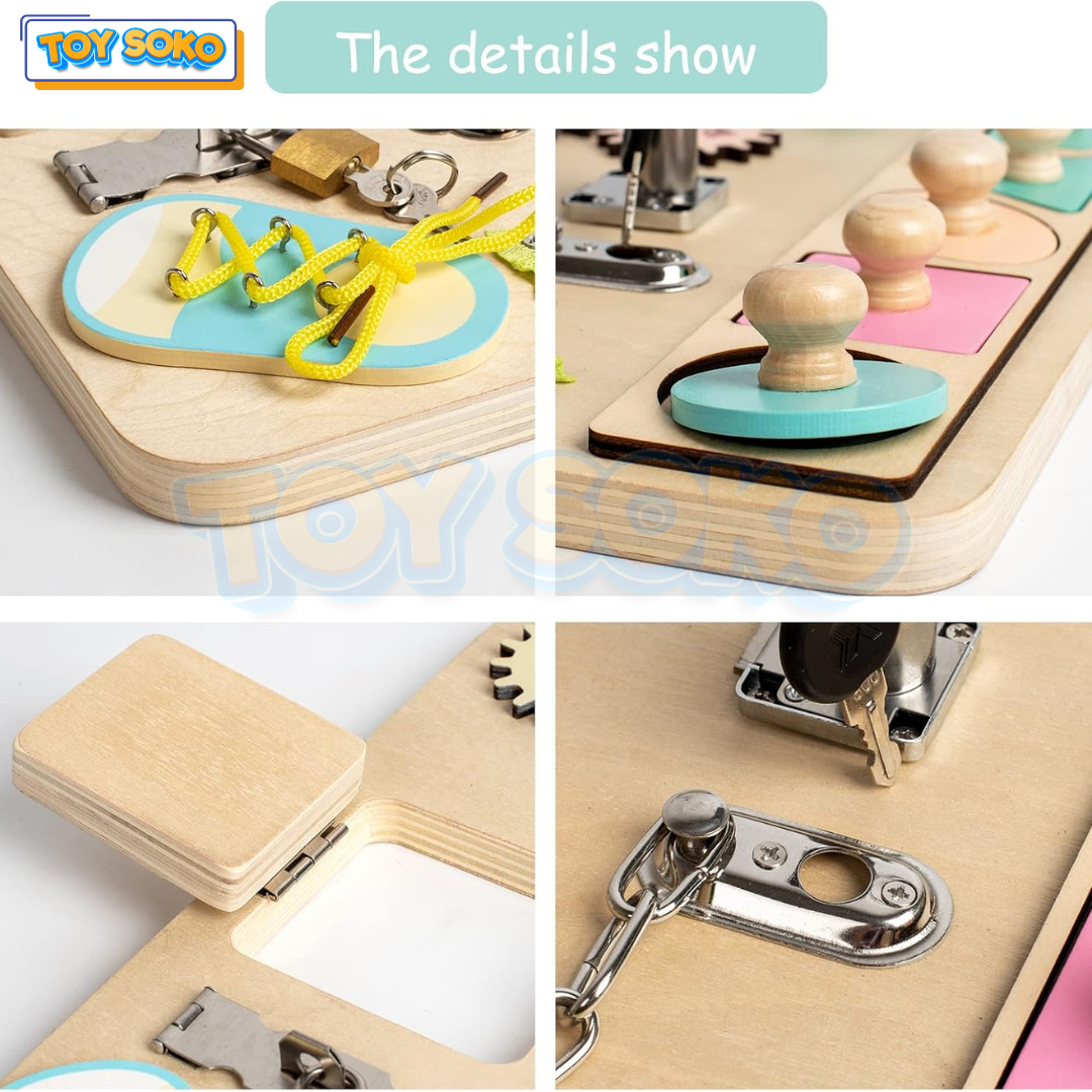 Montessori Wooden Activity Board - Learning Toys for 3 year olds