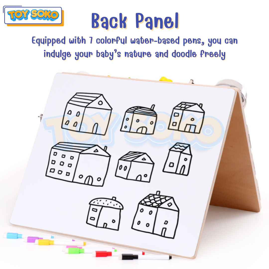 2-in-1 Wooden Activity Board – Engaging Busy Board for Toddler