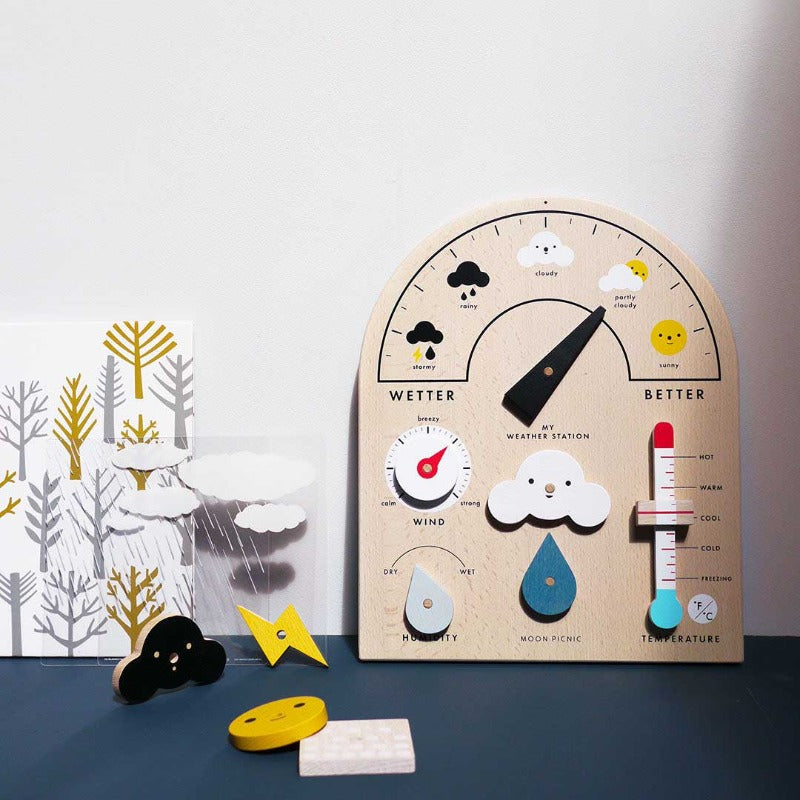 Fidtoy Wooden Weather Station Toy for Kids – Montessori Climate Learning & Parent-Child Interaction