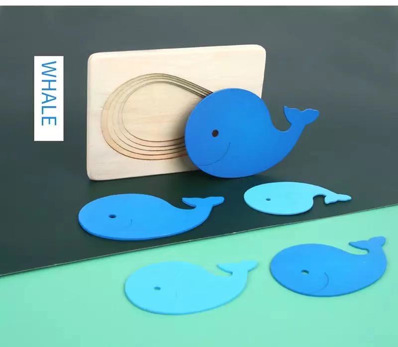 3D Multilayer Wood Puzzle Elephant/Duck/Whale/Fish - Montessori Puzzles