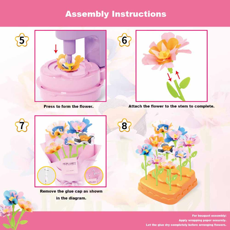 DIY Flower Bouquet Making Kit Kids Craft Set Creative Play Toys for Kids 3+ with Flower Press
