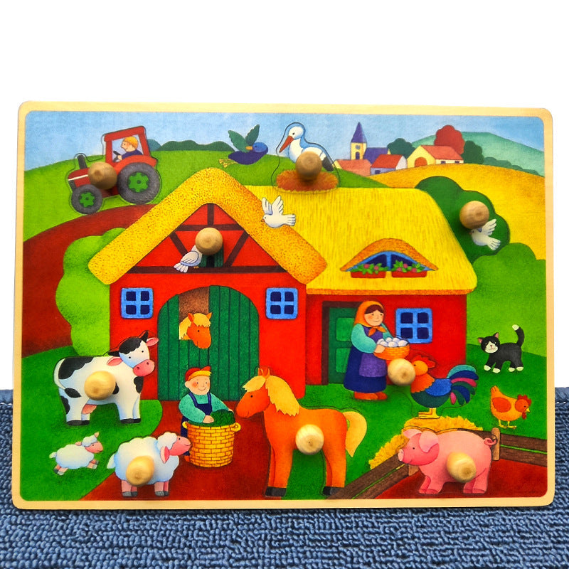 Wooden Big Knob Farm Animals Puzzle board