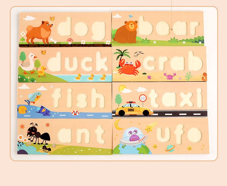 Wooden Alphabet Letters Word Spelling Game With Learning Word Trays
