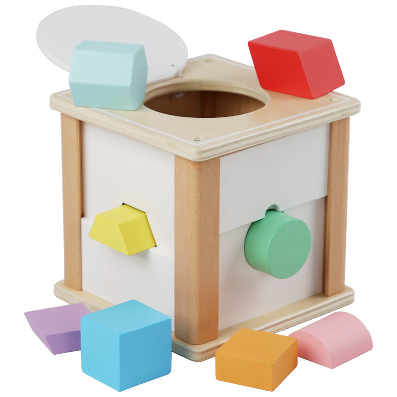 Wooden Montessori Shape Sorting Box with shifting plates