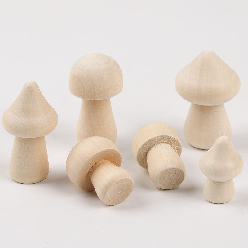 Wooden Mushroom Art Craft Toys Natural Nature DIY Loose Parts